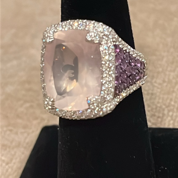 Judith Ripka Jewelry - Judith Ripka - Amethyst Pink Quartz Sterling Silver Ring Size 6.75